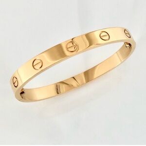 Gold Screw Motif Cuff Bangle Bracelet